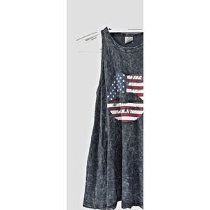 VTG Women Small Tank American Flag Lip Acid Wash Grunge Punk Rock & Roll Patriot